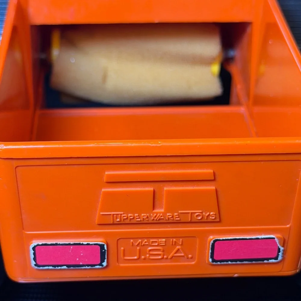 Vintage Tupperware Toys Orange Family Jeep Roller Sponge Toy Truck Made in USA